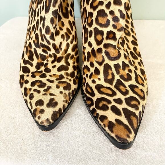 Dolce Vita Issa Women's Leopard Print Calf Hair Fur Pointed Toe Booties Size 8.5 - Picture 9 of 10